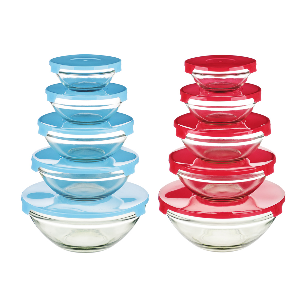 Набор контейнеров с крышкой 5шт (140мл, 210мл, 350мл, 450мл, 850мл), стекло, полипропилен, арт.№ 828-170