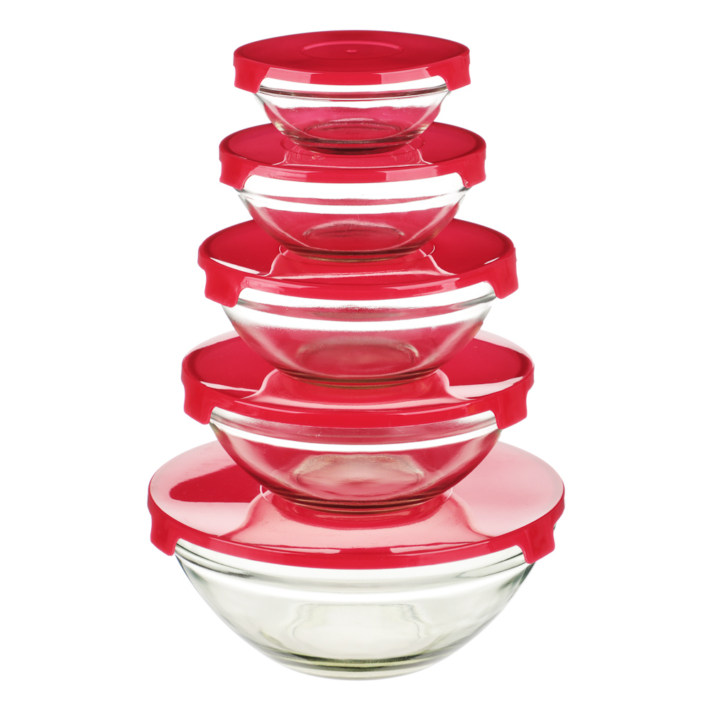 Набор контейнеров с крышкой 5шт (140мл, 210мл, 350мл, 450мл, 850мл), стекло, полипропилен, арт.№ 828-170