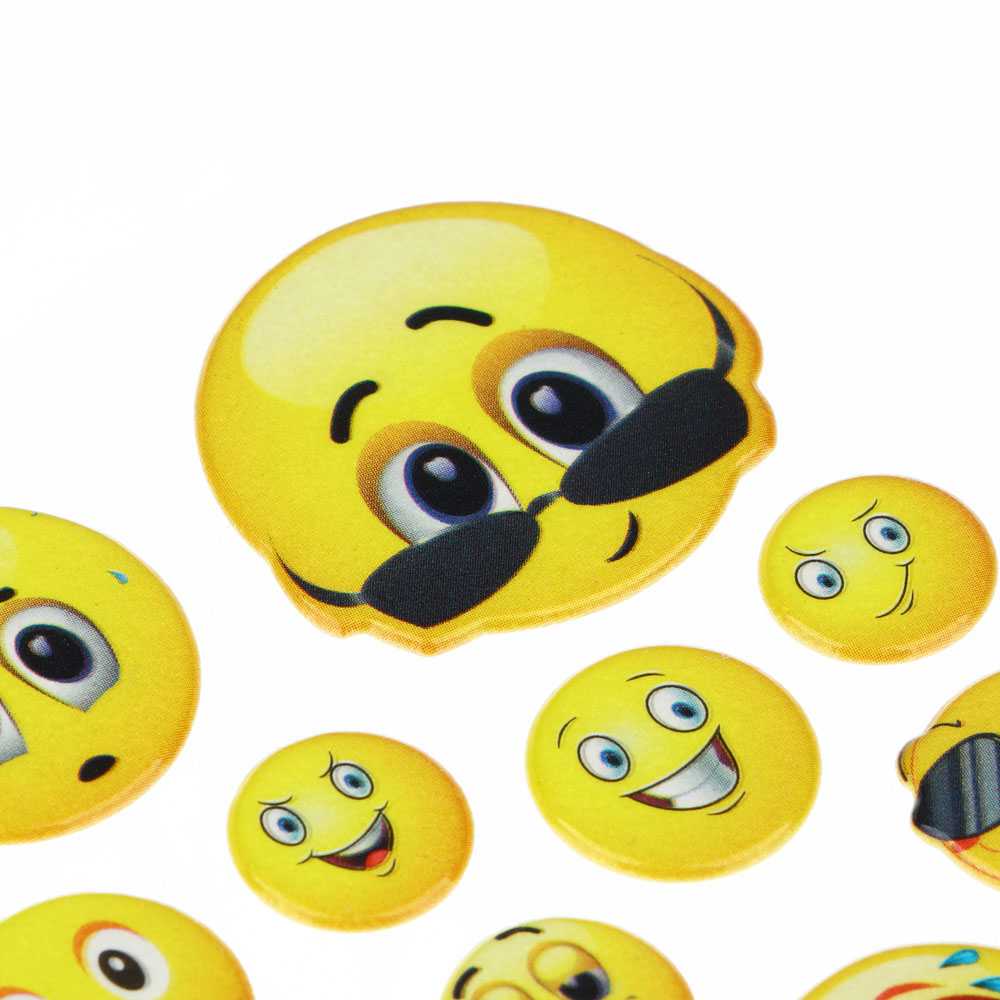 Набор наклеек, ПВХ, в виде смайликов, 16х17см, 2 дизайна, арт.№ 503-479