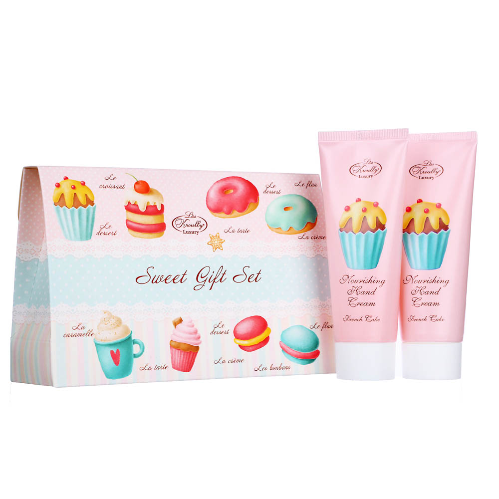 Подарочный набор женский LISS KROULLY «Французское пирожное» Крем д/рук питат.75 мл, маска д/рук увл, арт.№ 937-117