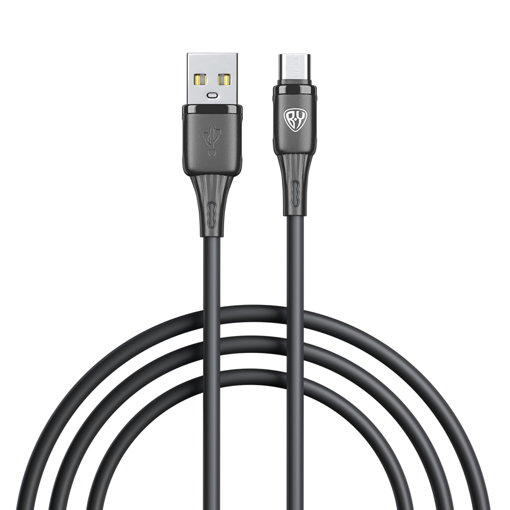 Кабель для зарядки USB(A)-microUSB BY Twist, 18Вт, 1 м, 3A, гибкий силикон, чёрный, арт.№ 931-628