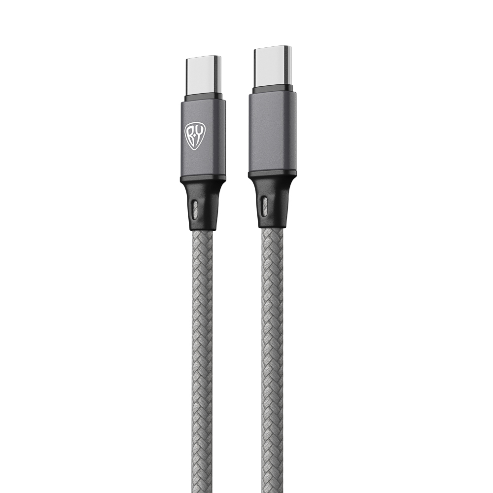 Кабель для зарядки Type C-Type C BY Solid, 60Вт, 1 м, 5A, нейлон, мет. кон., графитовый, арт.№ 931-630