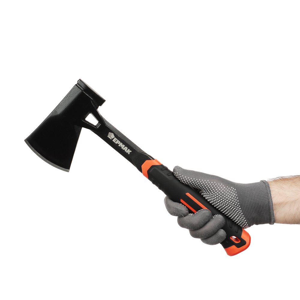 ЕРМАК Топор цельнокованый, двухкомп.обрезин. рук-ка,600г, 330мм, арт.№ 617-366