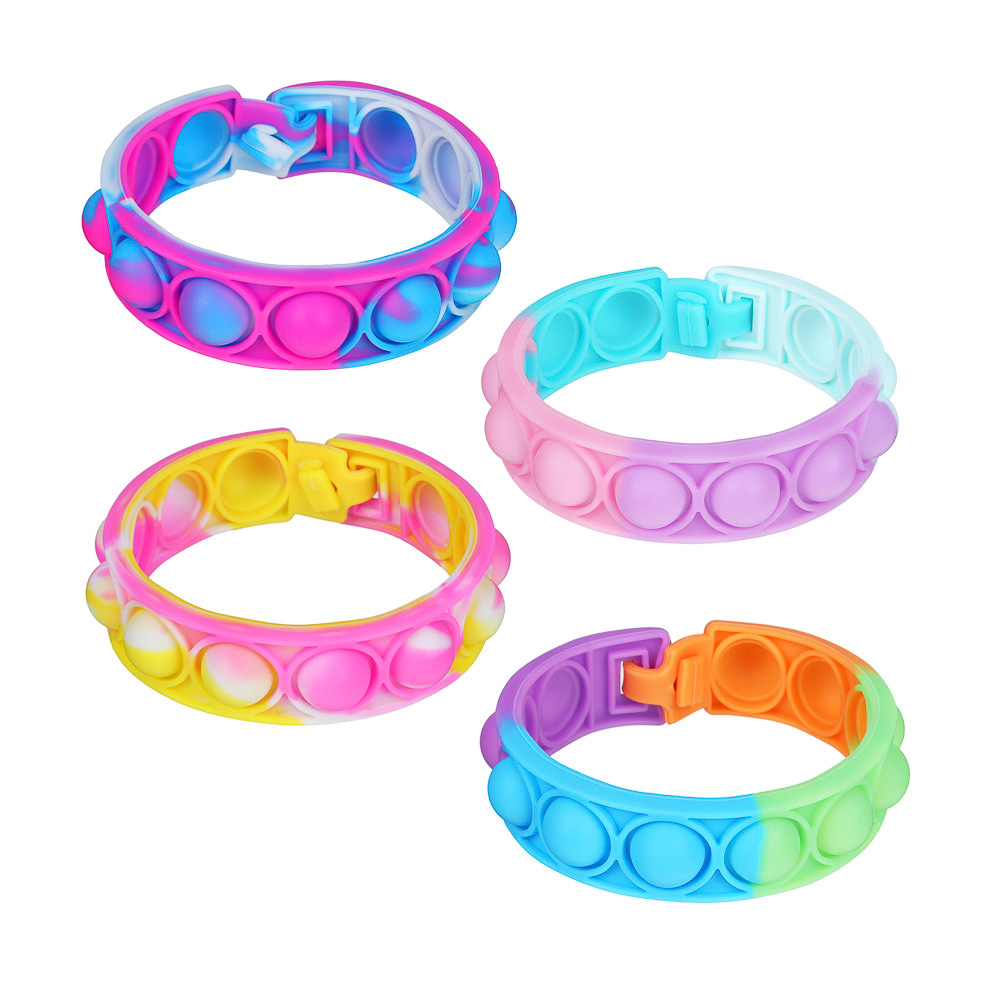 ИГРОЛЕНД Антистресс-головоломка Браслет POPIT, 25,5х3см, ПВХ, 4 дизайна, арт.№ 295-189