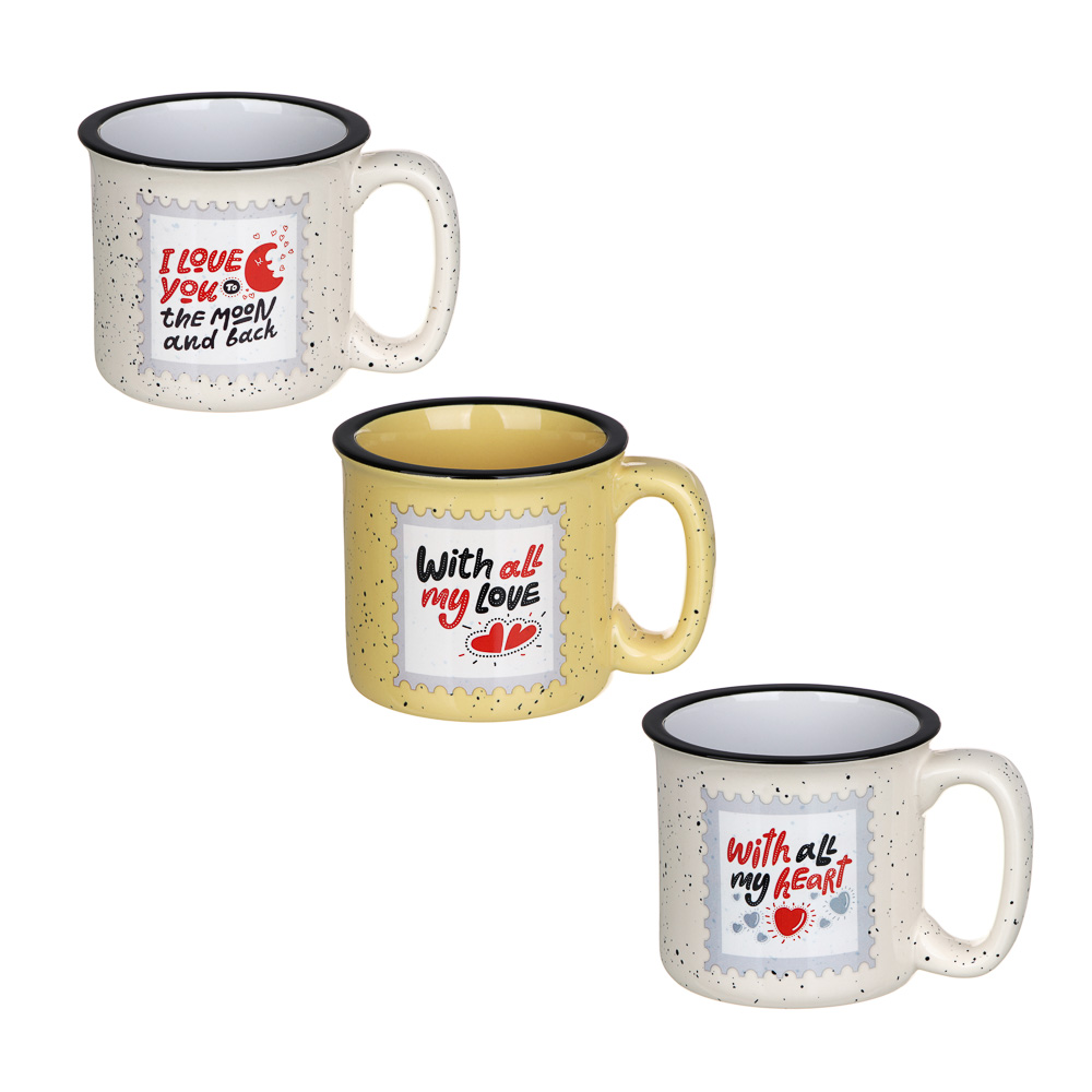 Кружка, 425 мл, керамика, арт.17, 3 дизайна, арт.№ 531-077