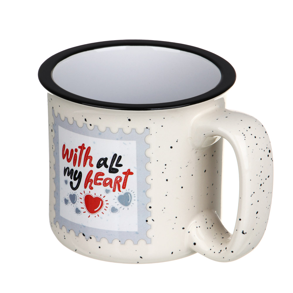 Кружка, 425 мл, керамика, арт.17, 3 дизайна, арт.№ 531-077