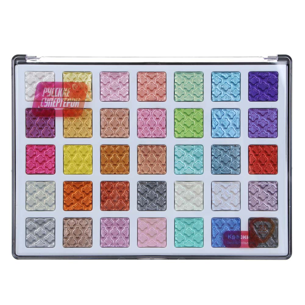 BY Русские Супергерои Краски акварельные, 35 цветов металлик, пл. бокс, арт.№ 801-040