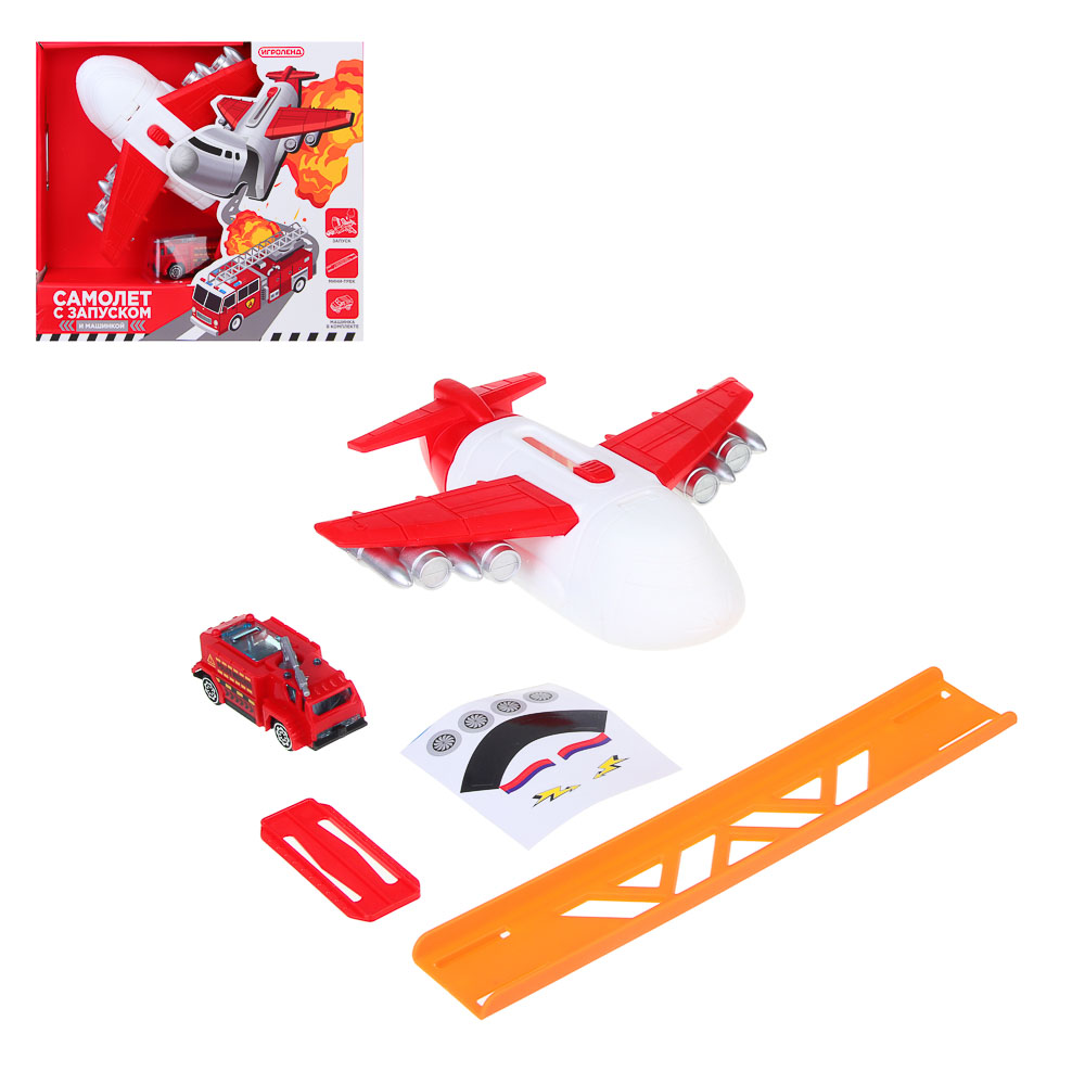 ИГРОЛЕНД Самолет с запуском и машинкой, ABS, PP, 21,6х24х6 см, 3 дизайна, арт.№ 276-160