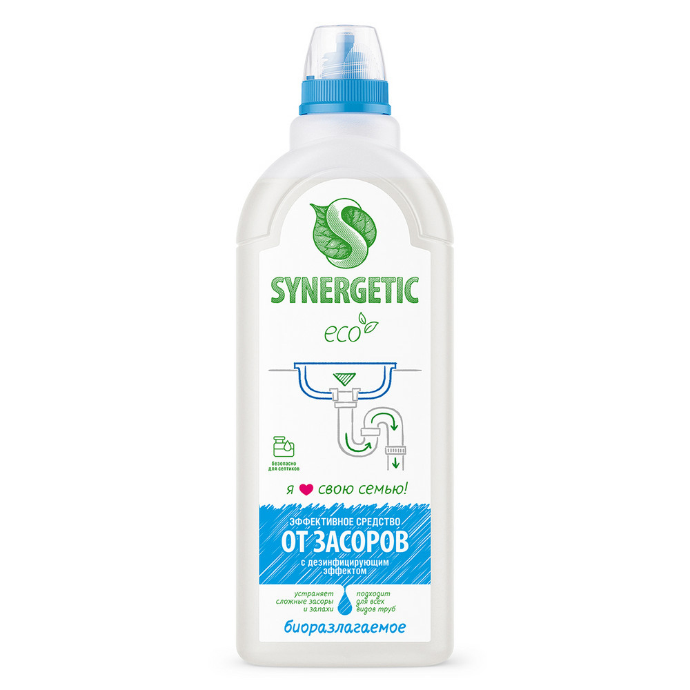 Средство SYNERGETIC для устранения засоров биоразлагаемое, 1л, арт.№ 987-014