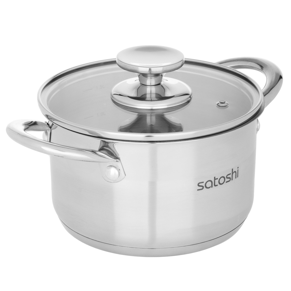 SATOSHI Асти Кастрюля 16х9,5см. 1,9л. со стекл. крышкой, индукция, арт.№ 822-001