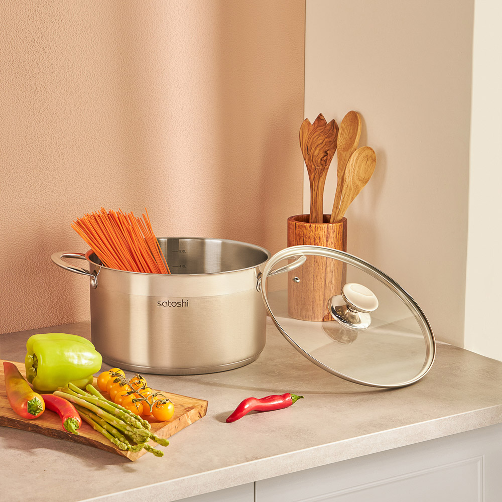 SATOSHI Асти Кастрюля 24х13,5см. 6,1л. со стекл. крышкой, индукция, арт.№ 822-004