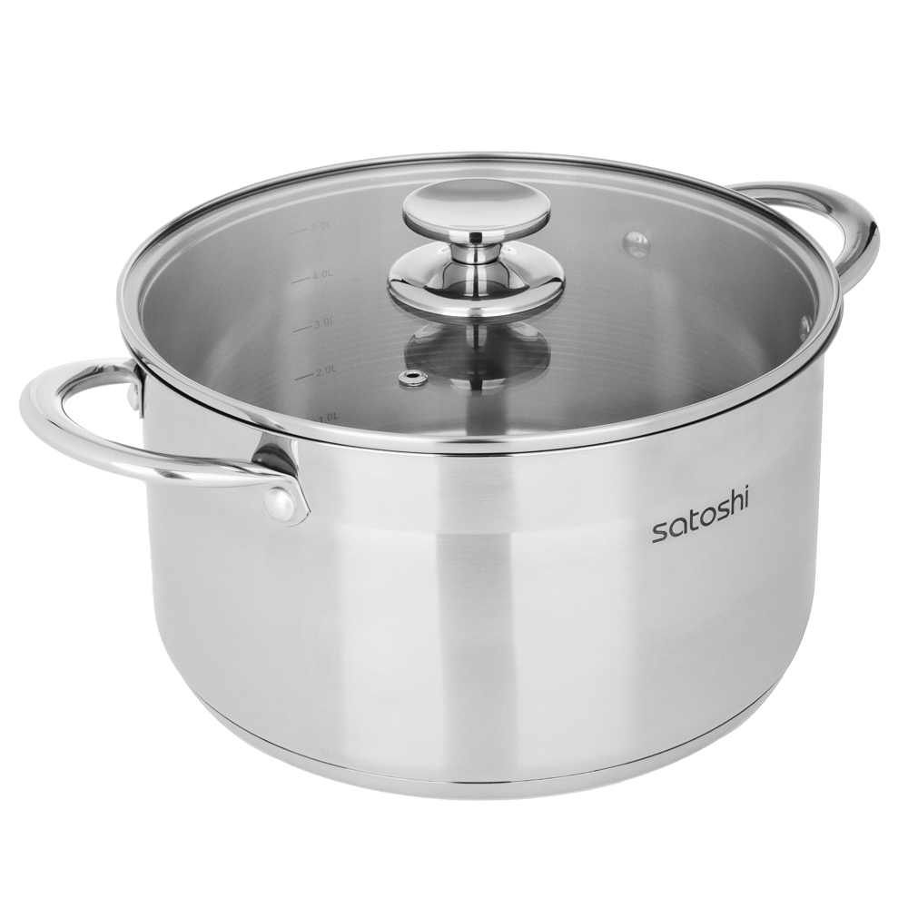 SATOSHI Асти Кастрюля 24х13,5см. 6,1л. со стекл. крышкой, индукция, арт.№ 822-004