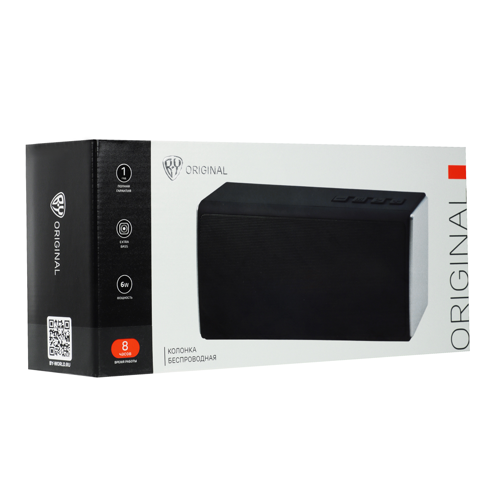 Колонка беспроводная BY Flat, 2x3 Вт, 1200мАч, БТ5.0, 22x10x5.6см, черный, пластик, арт.№ 443-041