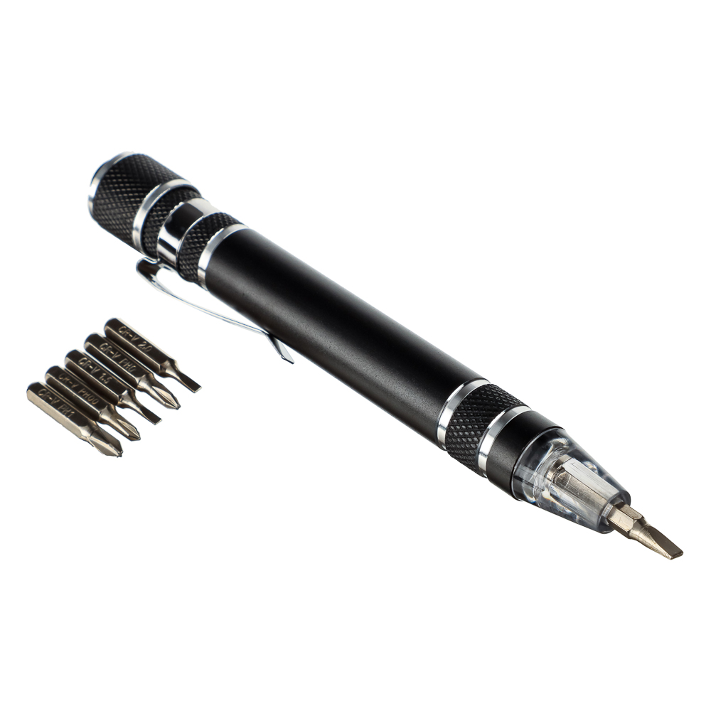 ЕРМАК Фонарь-мультиинструмент, с клипсой для крепления, 6 отверток, 4xLR41, 12,8х1,6см, арт.№ 209-003