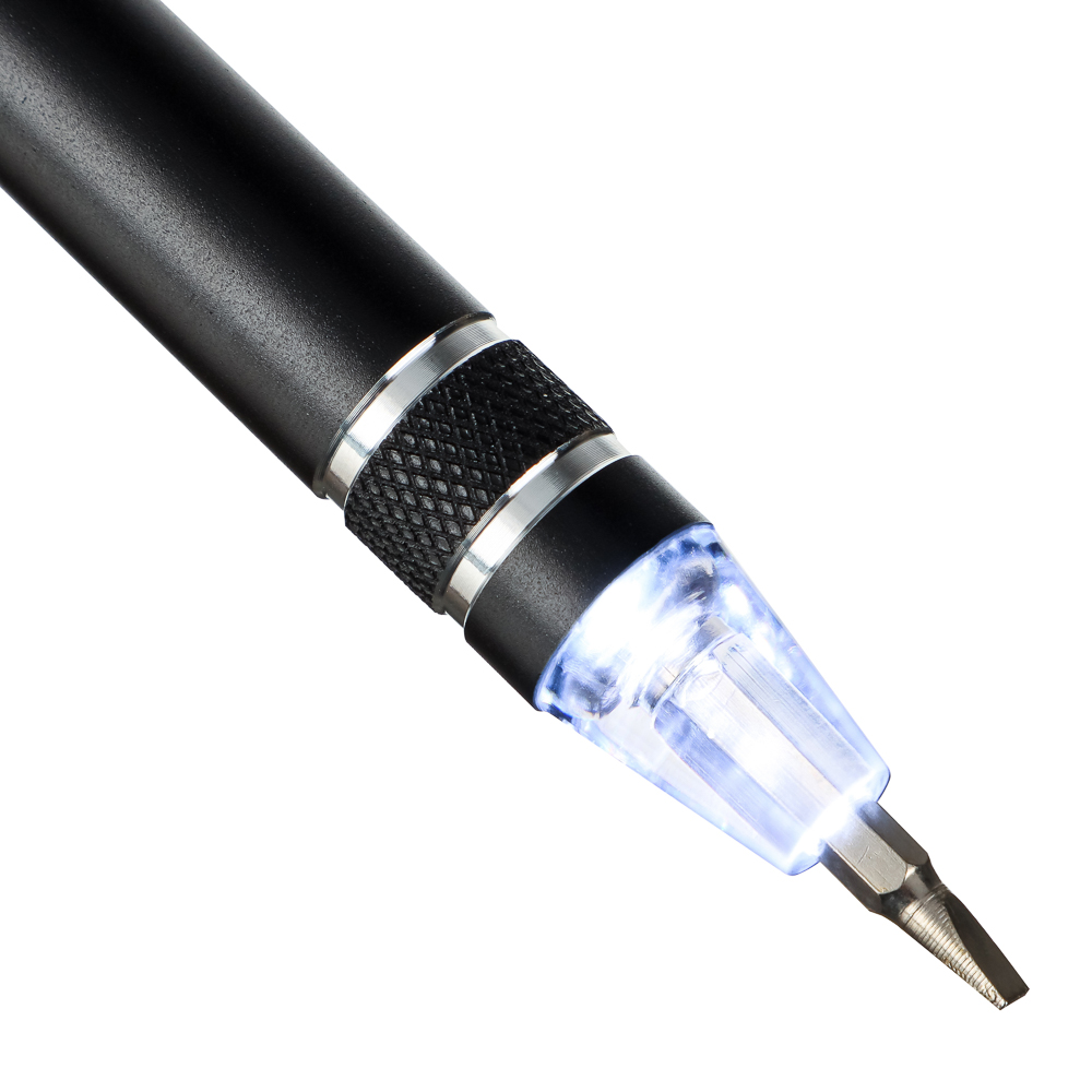 ЕРМАК Фонарь-мультиинструмент, с клипсой для крепления, 6 отверток, 4xLR41, 12,8х1,6см, арт.№ 209-003