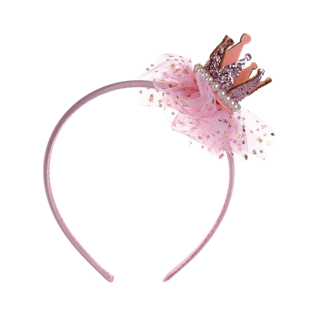 СНОУ БУМ Ободок с короной, диаметр 11,5см, пластик, полиэстер, 2 дизайна, арт.№ 343-161