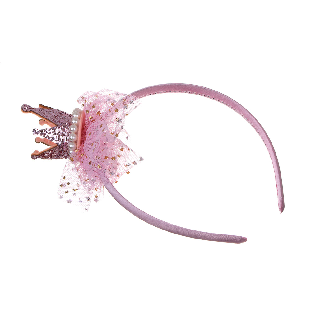 СНОУ БУМ Ободок с короной, диаметр 11,5см, пластик, полиэстер, 2 дизайна, арт.№ 343-161