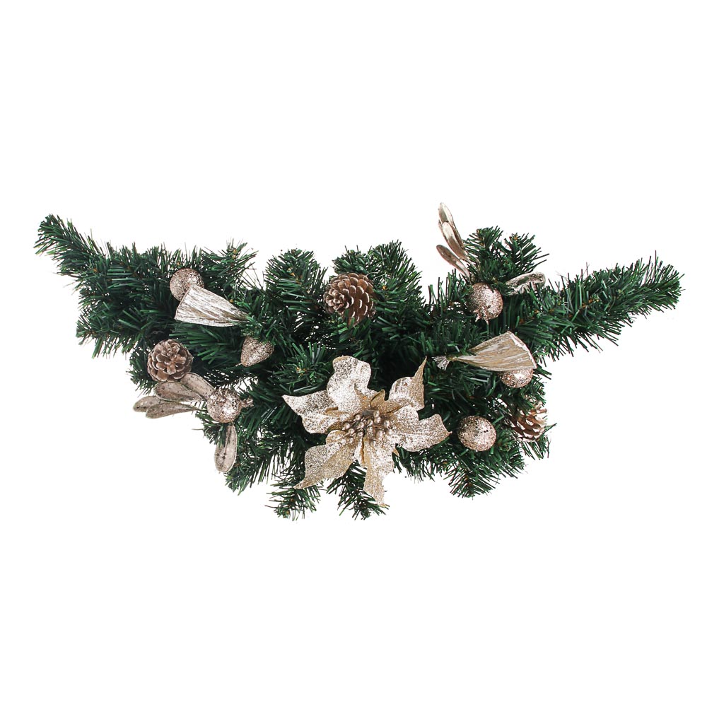 СНОУ БУМ Украшение декоративное еловое, пластик, полиэстер, 61см, шампань с золотом, арт.№ 379-132