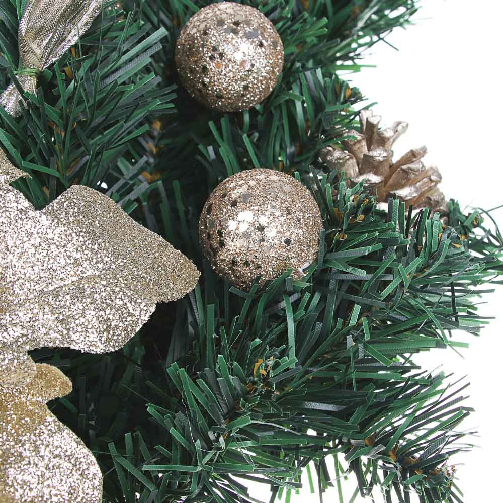 СНОУ БУМ Украшение декоративное еловое, пластик, полиэстер, 61см, шампань с золотом, арт.№ 379-132