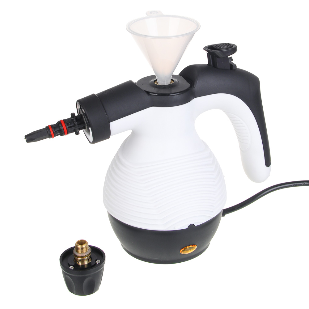 LEBEN Пароочиститель, 1000Вт, 9 насадок, от сети 220В, серый, арт.№ 248-018