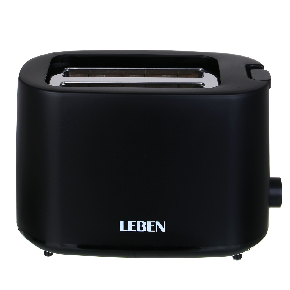 LEBEN Тостер, 650 Вт, 2 слота, регулятор мощности/степени прожарки, пластик, металл, чёрный, арт.№ 271-030