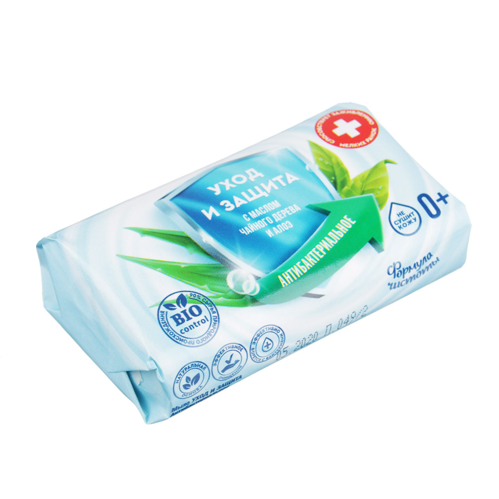 Мыло твердое Формула Чистоты, антибактериальное, уход и защита, 90г, арт.4300001913, арт.№ 952-095