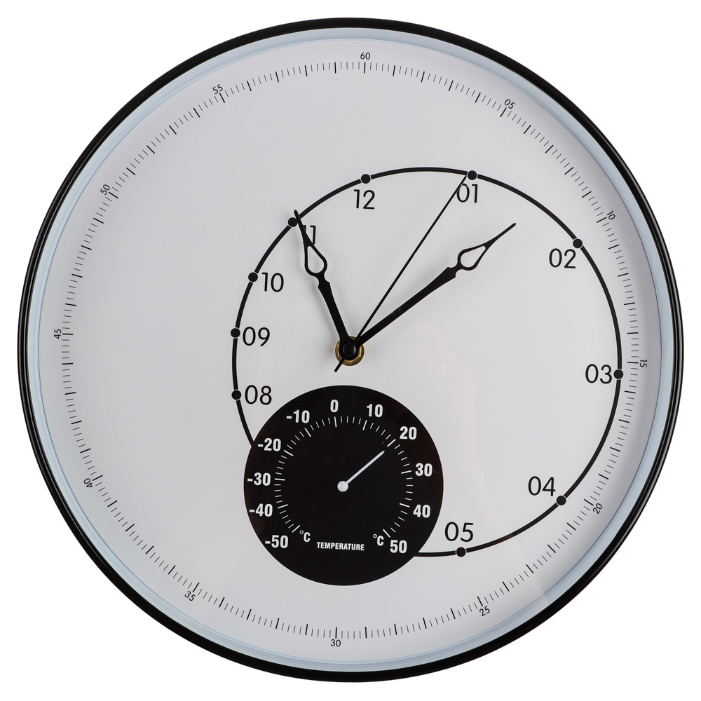 LADECOR CHRONO Часы настенные с термометром, пластик, стекло, d30,5х4,5см, 2 дизайна, ЧН-29, арт.№ 581-138