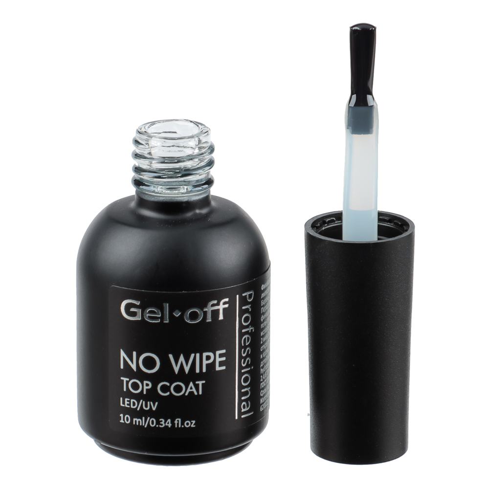 Финишное покрытие для ногтей "NO WIPE TOP COAT" (топ БЕЗ липкого слоя), Gel-off Professional, 10 мл, арт.№ 330-107