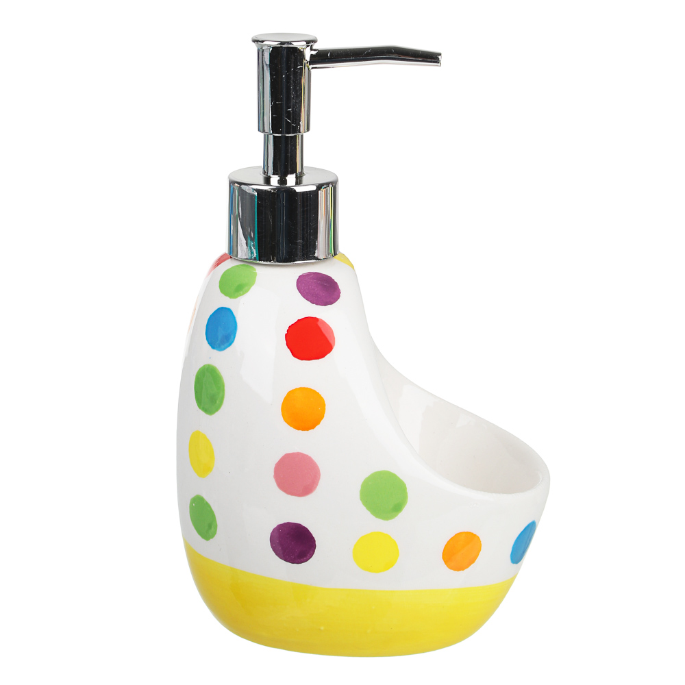 VETTA Диспенсер для моющего средства с губкой, керамика, 18х10см, 320 мл, 4 дизайна, D1, арт.№ 441-733