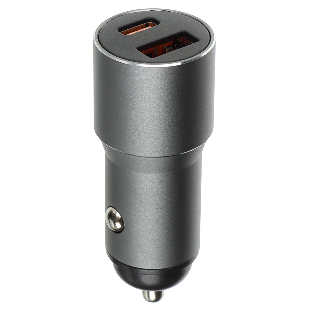 ЕРМАК Зарядное устройство в авто, USB QC3.0+PD, 5V-3A, 9V-3A, 12V-2,5A, металл, арт.№ 738-027