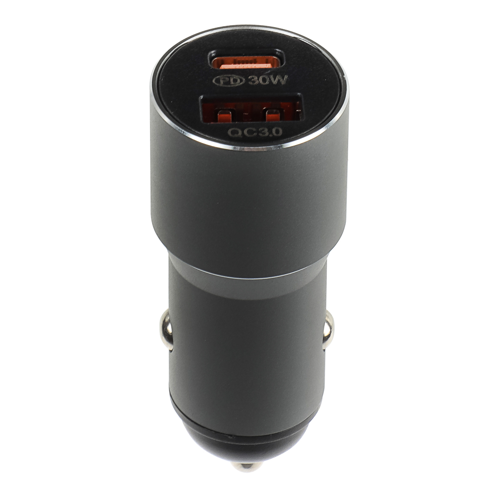 ЕРМАК Зарядное устройство в авто, USB QC3.0+PD, 5V-3A, 9V-3A, 12V-2,5A, металл, арт.№ 738-027