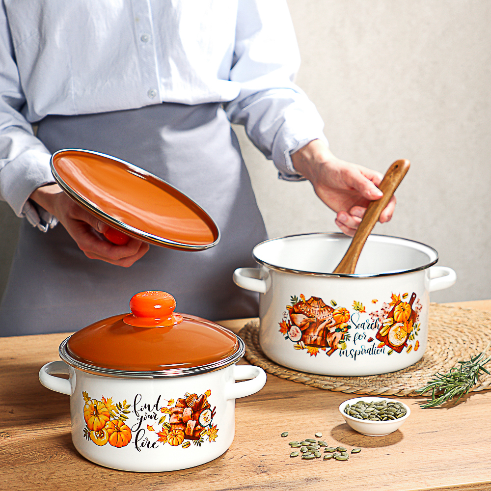 Осенняя романтика Кастрюля эмалированная 3 л, арт.№ 894-014