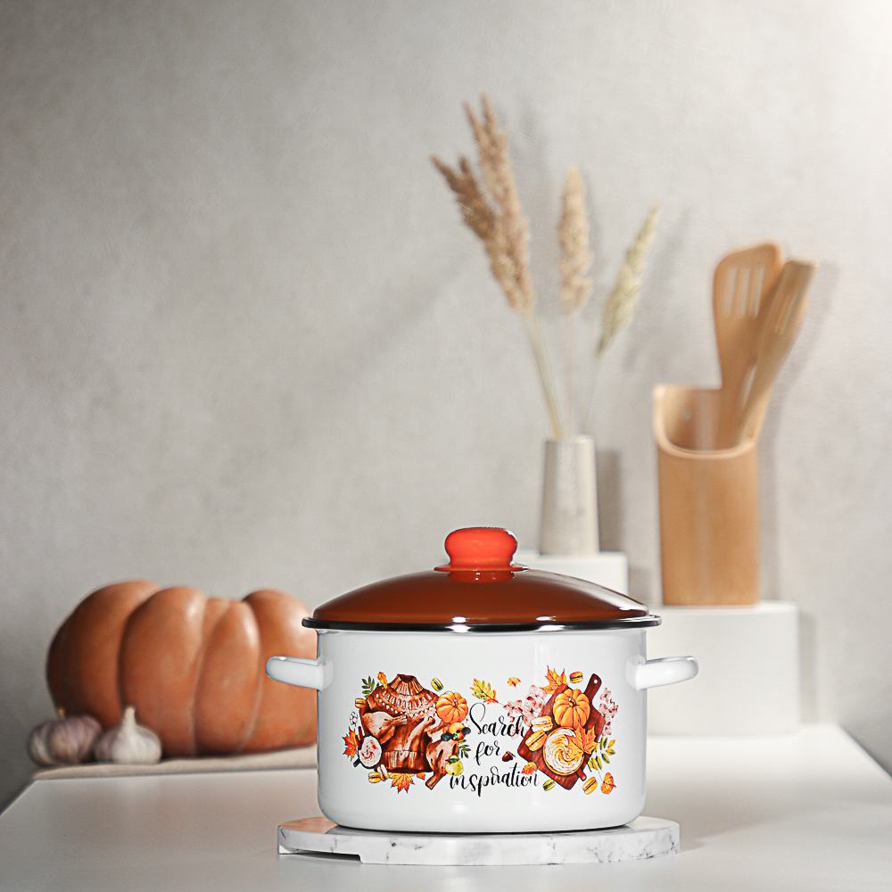 Осенняя романтика Кастрюля эмалированная 4 л, арт.№ 894-015