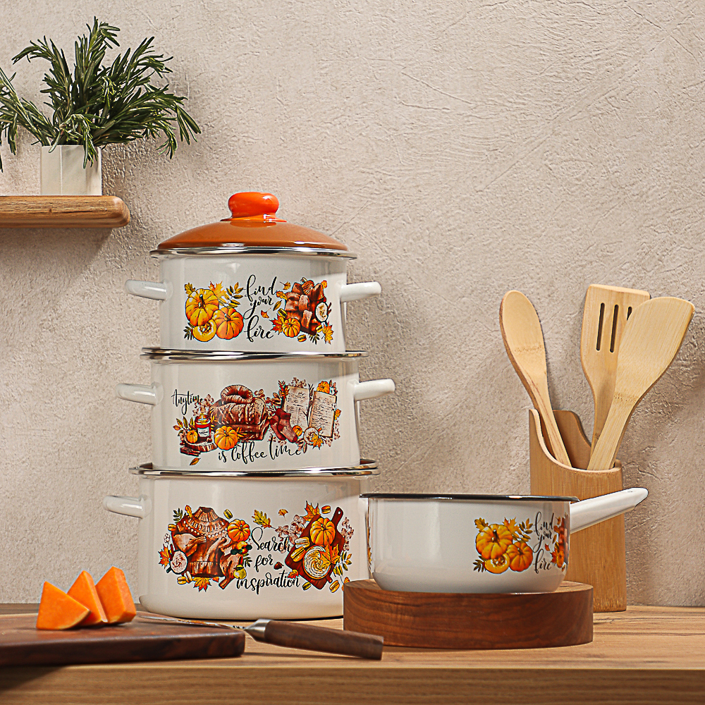 Осенняя романтика Кастрюля эмалированная 4 л, арт.№ 894-015