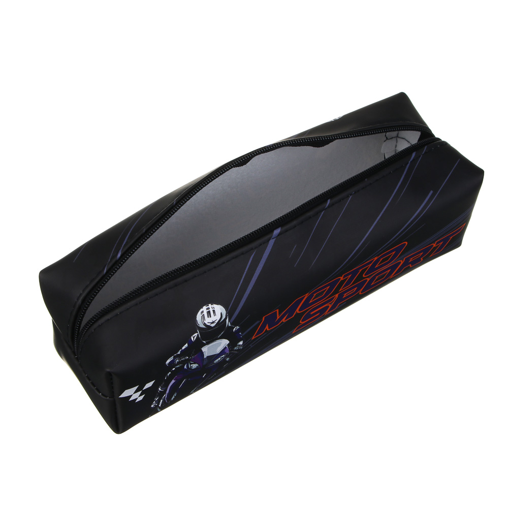 Пенал школьный прямоугольный 21x6x6 см, "Мотоспорт", искусственная кожа с печатью, арт.№ 524-251