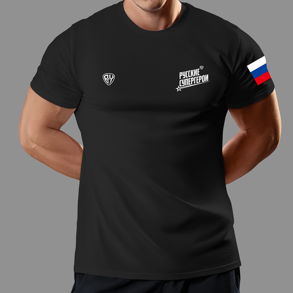 Футболка Нолан, чёрная, спорт "Cyber" BY + РСГ для бега, размер S, материал: бифлекс., арт.№ 489-469