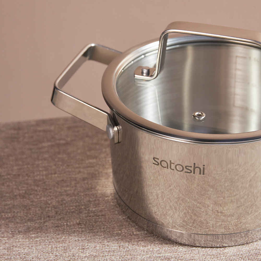 SATOSHI Шато Кастрюля 16х9,5см. 1,8л. со стекл. крышкой, индукция, арт.№ 822-265