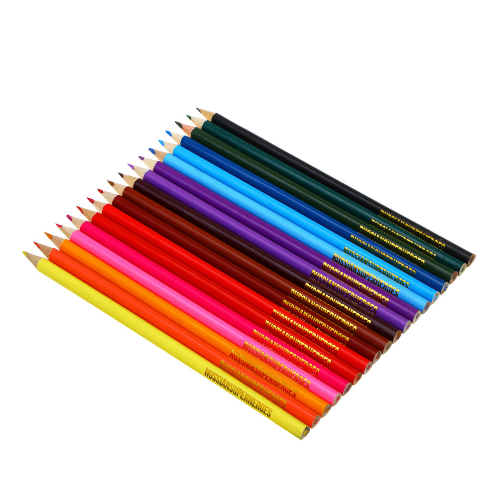 BY РУССКИЕ СУПЕРГЕРОИ Карандаши 18 цветов, 3х-гранные заточ., улучш. письмо, дерево, к/к., 2 диз., арт.№ 228-203