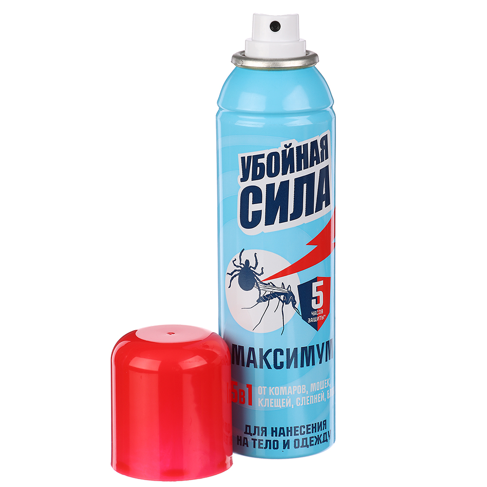 Убойная сила Maximum от комаров, клещей, мошки, слепней, блох в аэроз упаковке 150 см3, арт. 06007, арт.№ 961-006