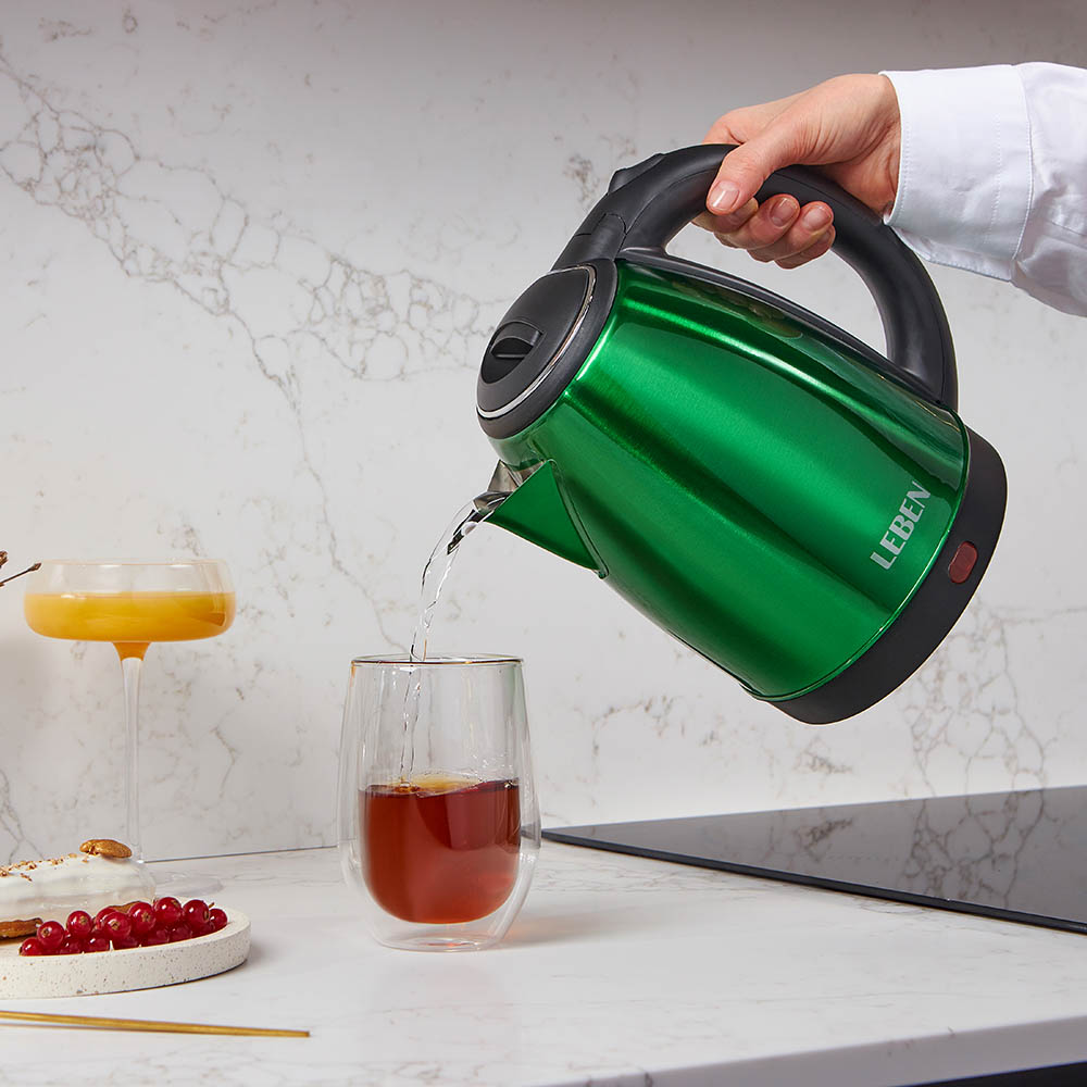 LEBEN Чайник электрический 1,8л, 1500Вт, нерж. сталь, 4 цвета, арт.№ 291-071