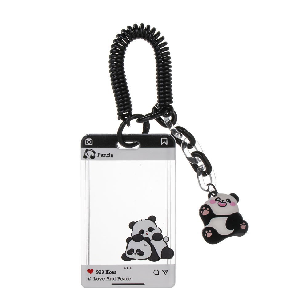 Чехол брелок для пропуска тм ЮL Pan-Da! на пружинке, пластик, металл, 10,5х6,5см, 4 дизайна, арт.№ 334-154