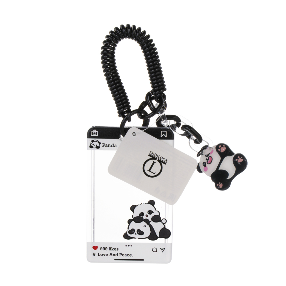 Чехол брелок для пропуска тм ЮL Pan-Da! на пружинке, пластик, металл, 10,5х6,5см, 4 дизайна, арт.№ 334-154