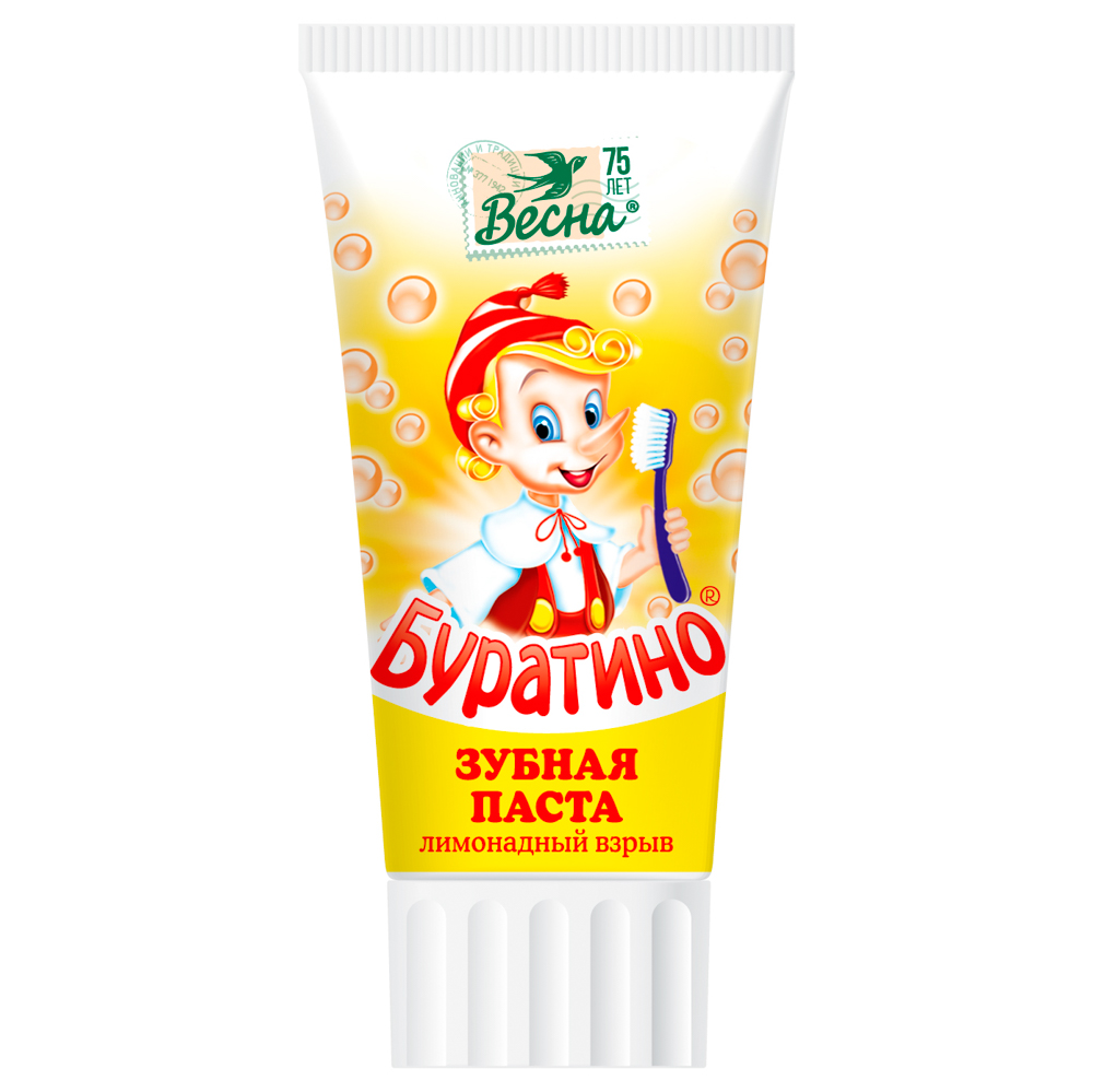 Зубная паста детская БУРАТИНО лимонадный взрыв, п/туба, 75г, арт.№ 929-014