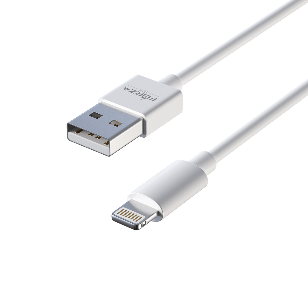 FORZA Кабель для зарядки Эталон iP, 1м, 2.4А, в пластиковом боксе, белый, пакет, арт.№ 916-029