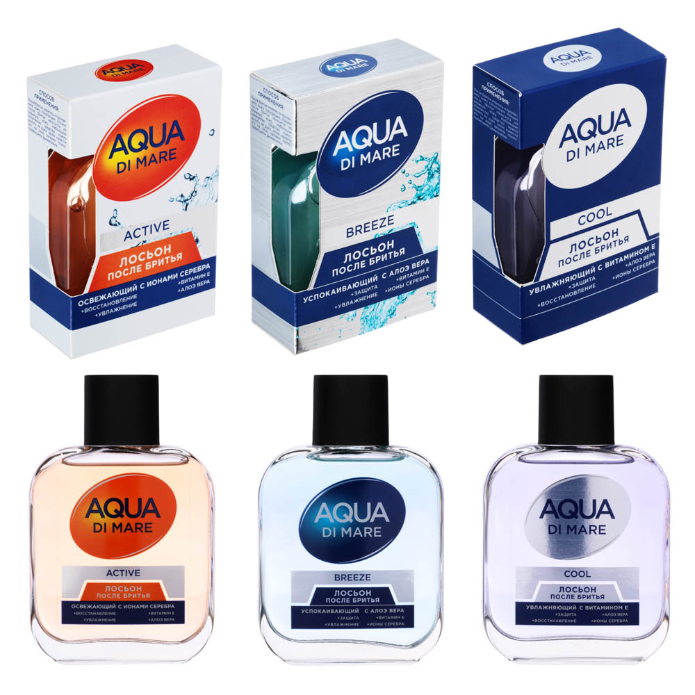 Лосьон после бритья AQUA DI MARE, Cool/Active/Breeze, 90мл, арт.№ 947-018