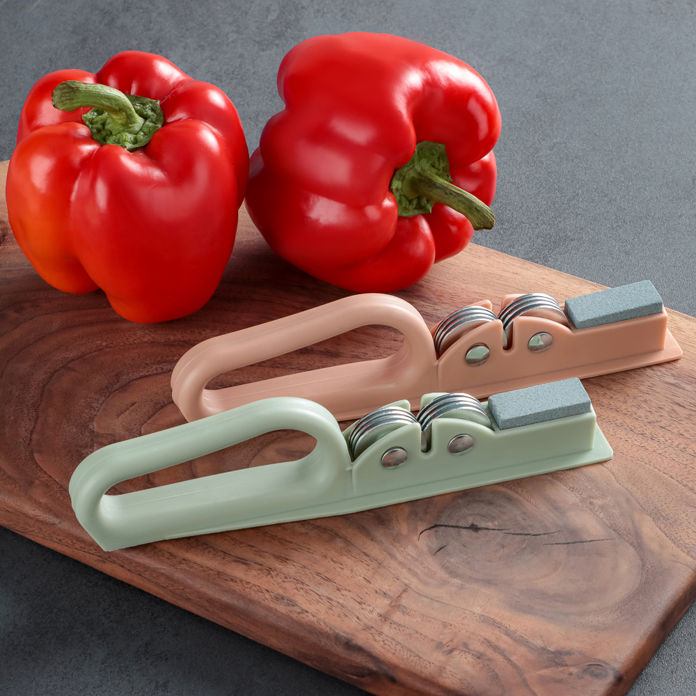 Ножеточка на блистере 19,5х4,5х3см, полипропилен, нерж. сталь, точильный камень, арт.№ 884-063