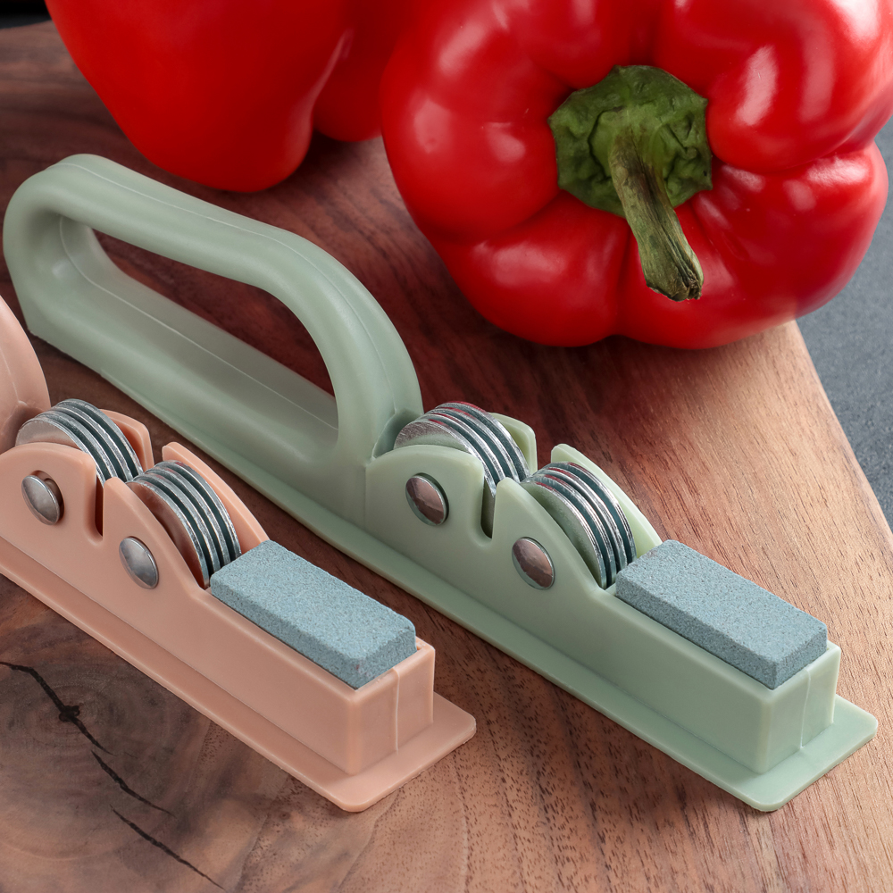 Ножеточка на блистере 19,5х4,5х3см, полипропилен, нерж. сталь, точильный камень, арт.№ 884-063