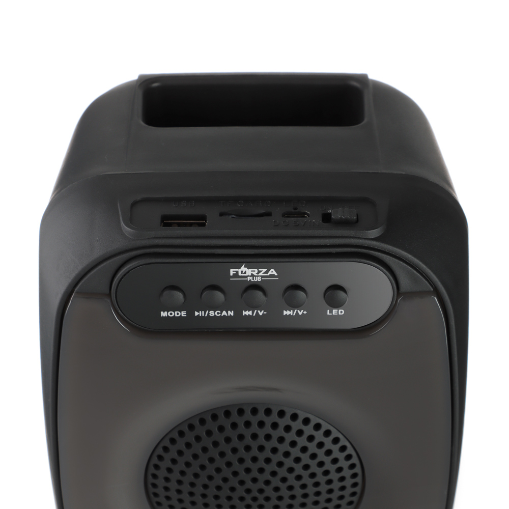 FORZA Колонка беспроводная 5В, подсветка, 1200 мАч, БТ, USB, Micro-SD, TWS, ВШГ 20x14x12 см, чёрный, пластик, арт.№ 443-006