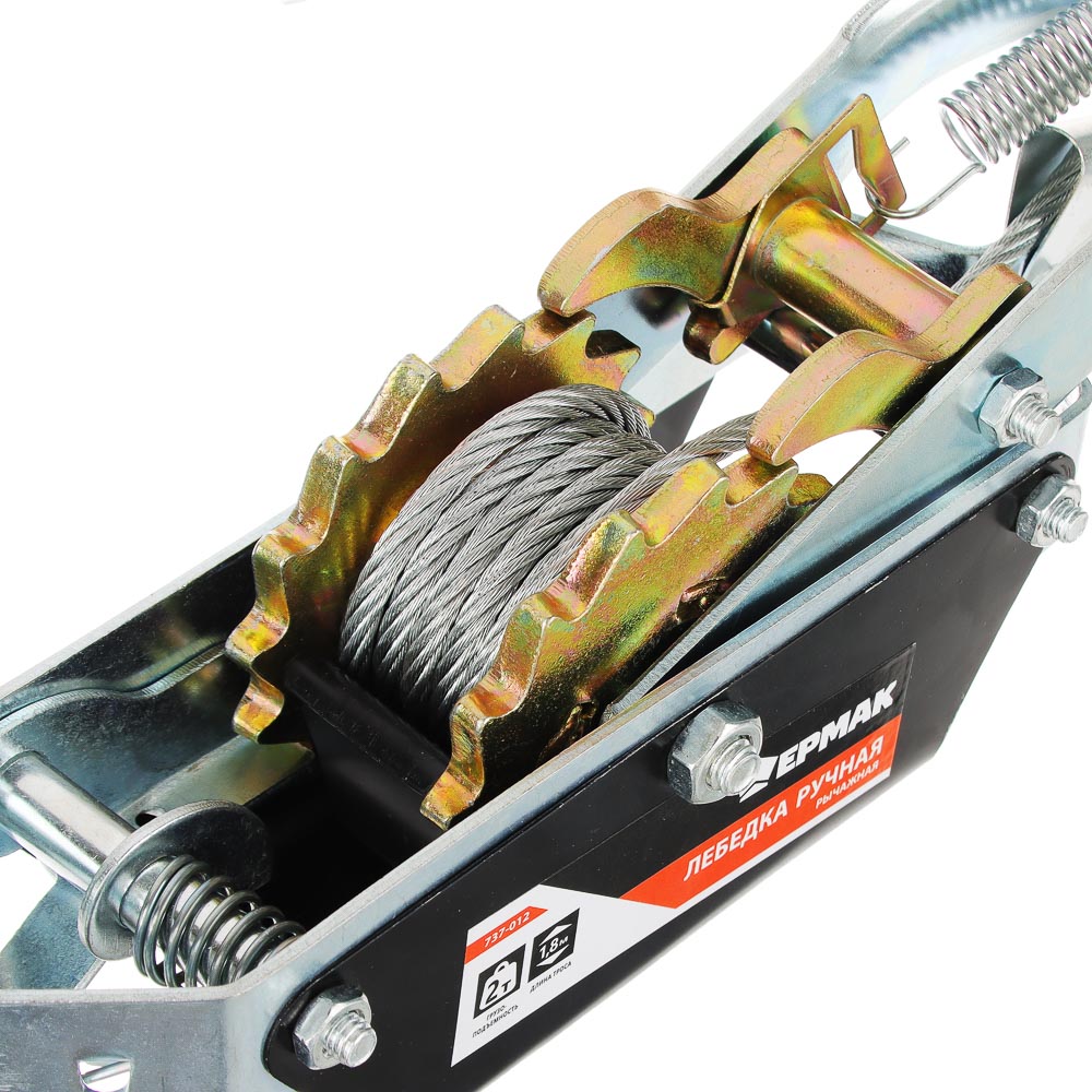ЕРМАК Лебедка ручная рычажная 2т, длина троса 1,8м, арт.№ 737-012
