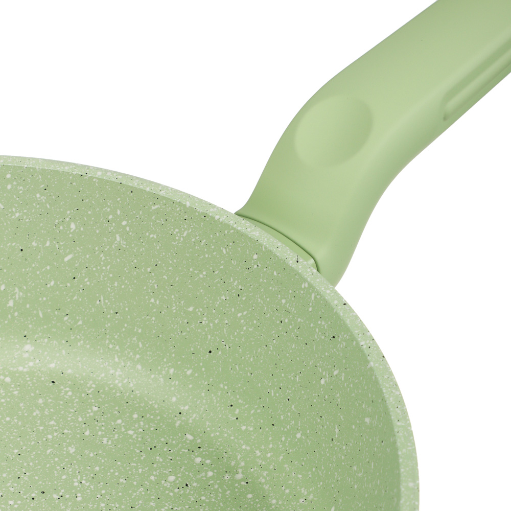 Сотейник литой с крышкой d=24 см SATOSHI Эмери, антипригарное покрытие мрамор, индукция, с бамбуковой лопаткой, 3 цвета, арт.№ 846-742